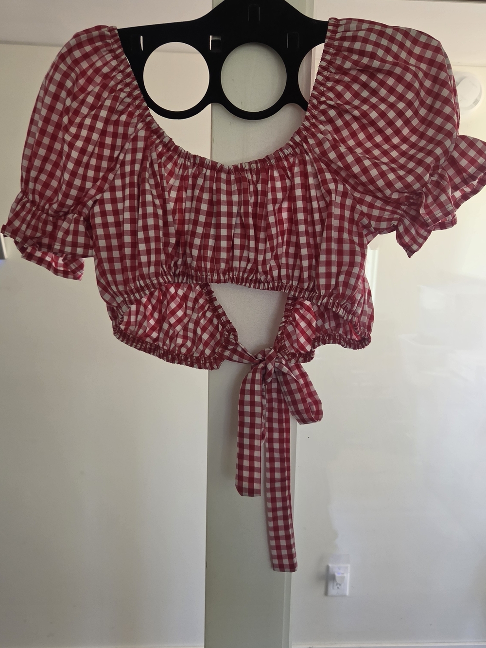 Rails Red Gingham Tie-Front Crop Top